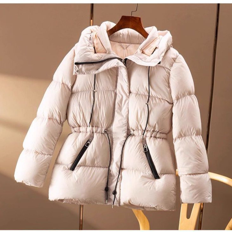 Traceable King's Classic Ma*Ck Light Warm 90 Velvet Windproof and Waterproof Drawstring Waist Hooded Warm down Jacket for Women