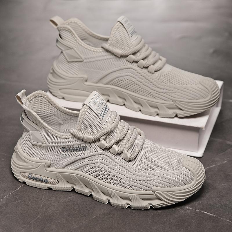 Zapatos de hombre verano 2025 malla transpirable todo-fósforo deportes casuales zapatos de correr antideslizantes de suela suave zapatos de moda de malla ligera