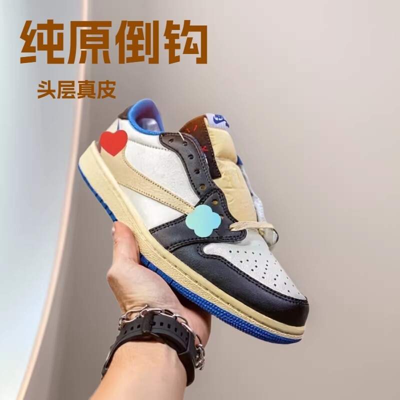 Putian Top-Quality Aj1 Pure Original Reverse Hook Lightning Flat Sneakers Versatile Non-Slip Personalized Couple Style