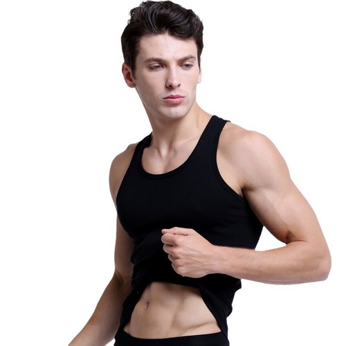 Summer pure cotton sweat-absorbing tank top for men, sports fitness vest, thin elastic men's innerwear base layer t-shirt