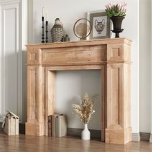 欧式复古原木色壁炉架白色装饰架婚礼摆架家用展示民宿玄关法式台