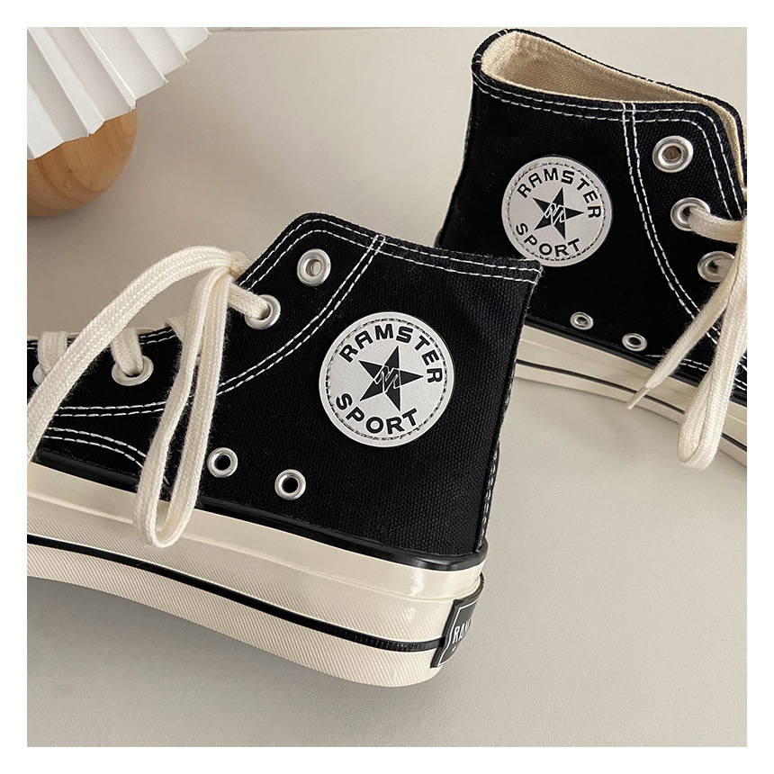 High-Top-Schuhe mit dicken Sohlen, klassische Canvas-Schuhe für Damen, Ulzzang Hong Kong-Stil, vielseitige 2022 neue koreanische Version von Schuhen_voghion.com