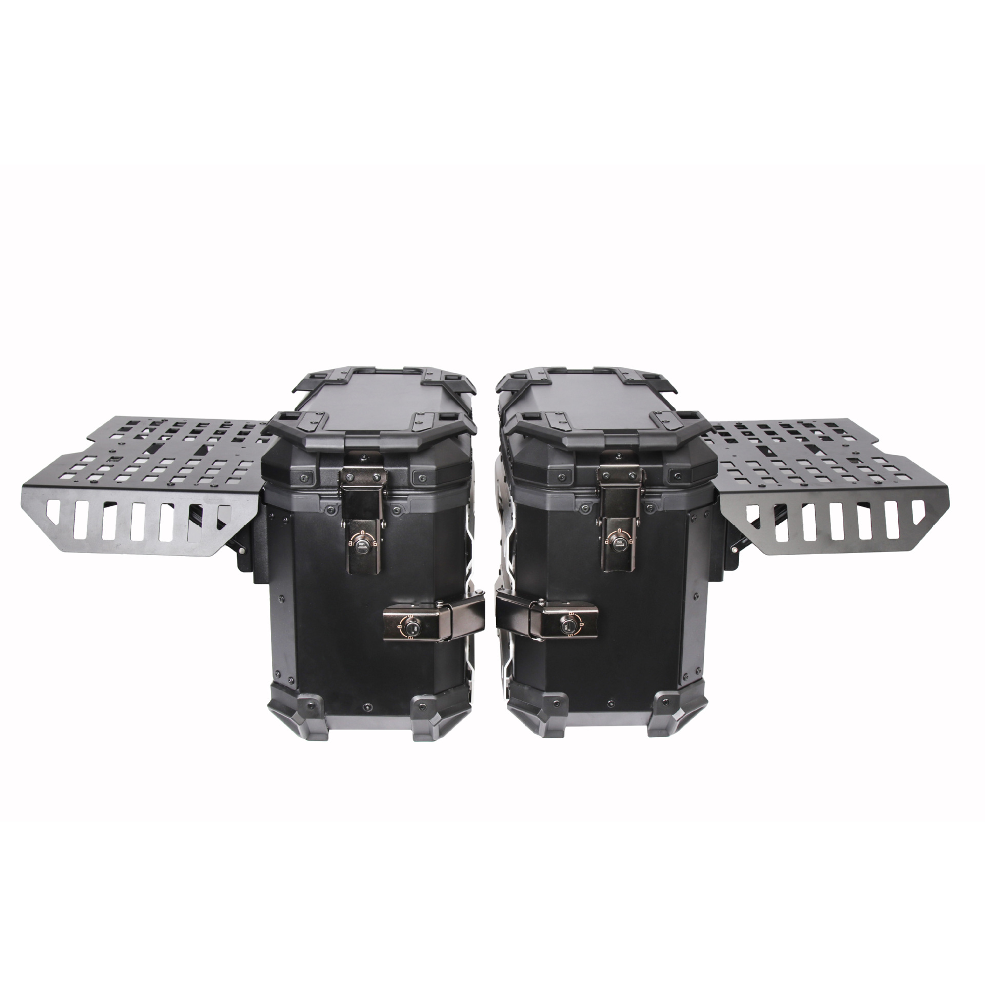 Blindado multifuncional de aleación de aluminio negro tres cajas de motocicleta cajas laterales scooter coche eléctrico ternero maletero