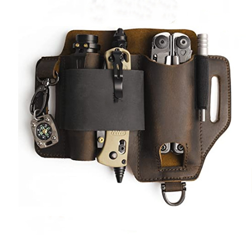 EDC herramienta táctica al aire libre caso de cuero de vaca herramienta de la cintura bolsa de herramientas de supervivencia bolsa de almacenamiento de supervivencia al aire libre