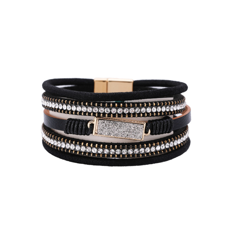 Bohemian Hot Diamond Multi-layered Wide-sided Magnetic Buckle Bracelet display picture 17