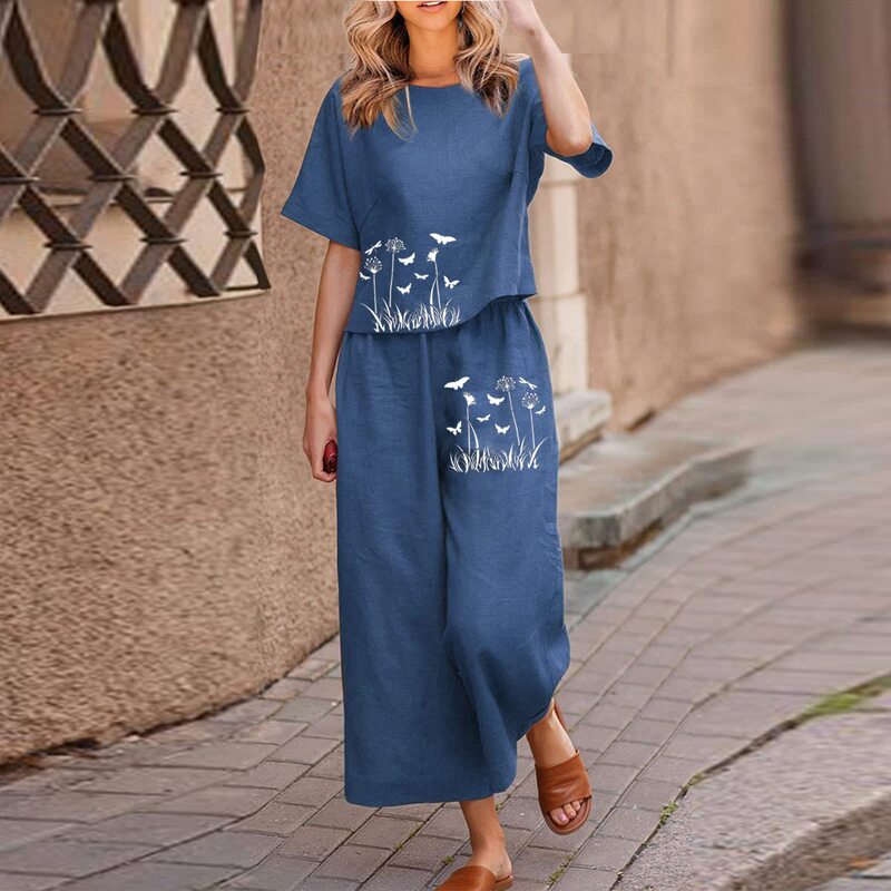 2025 Southeast Asia Europe and the United States cross-border new solid color short sleeve suit hot printing two-piece women's foreign trade wholesale