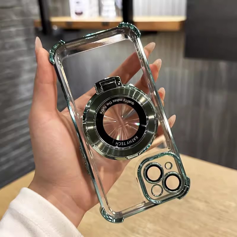 Bolsa de aire de cuatro esquinas transparente simple para iphone15 Apple 16ProMax funda para teléfono móvil 13 soporte de patrón de CD para hombres y mujeres