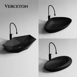 黑色陶瓷盆异形艺术陶瓷台上盆洗手盆卫生间阳台洗漱洗脸台洗手台