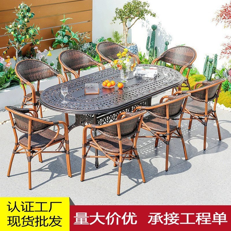 Mesa y silla al aire libre de cafeteria casuales al aire libre simple impermeable anticorrosivo balcón jardín mesa y silla combinación