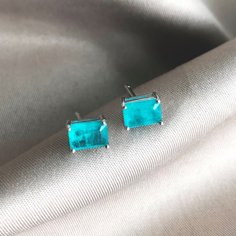 1 Pair Quantity 1 Pair 925 Sterling Silver Square Zircon Ear Studs