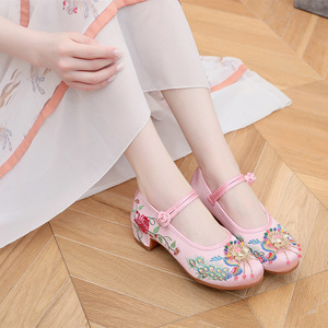 Children fairy hanfu embroidered shoes for women girls kids embroidered shoes white pink hanfu  ancient costume parent-child goosegrass bottom shoes