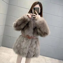2023新款冬季仿狐狸毛皮草外套女仿真皮草西装领中长款毛毛大衣