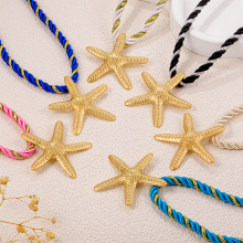 跨境热卖秋冬粗绳子项链不锈钢真空电镀海洋太阳爱心海螺吊坠配腈