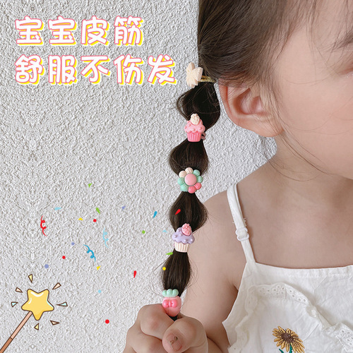 Children's small rubber band is cute and does not hurt the hair. Cartoon baby girl's small chirped hair tie small internet celebrity thumb hair band