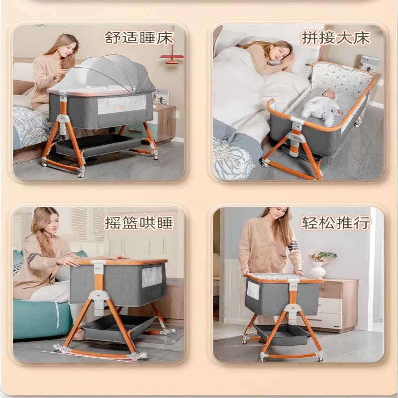 Cuna de bebé con costuras Cama grande multifunción móvil plegable portátil bebé cuna bebé