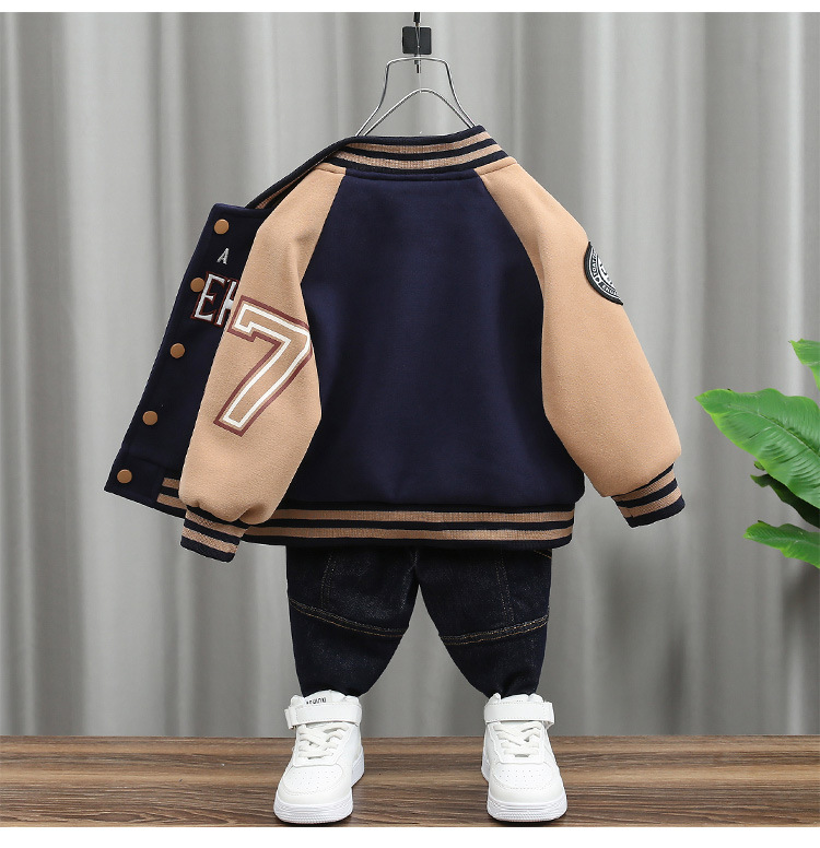 Boys' knitted baseball jacket spring autumn, Korean version, children's handsome and trendy cool top, versatile clothes_voghion.com
