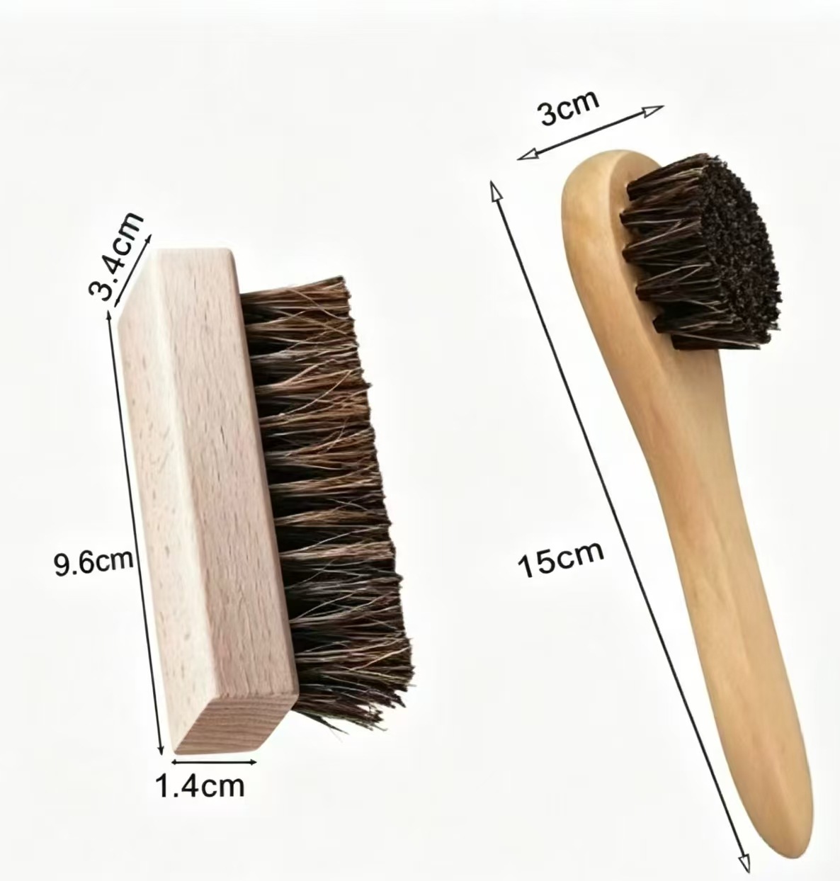 Cepillo de Zapatos de Pelo de Caballo de Madera de Haya, Descontaminación y Cuidado, para Calzado y Ropa