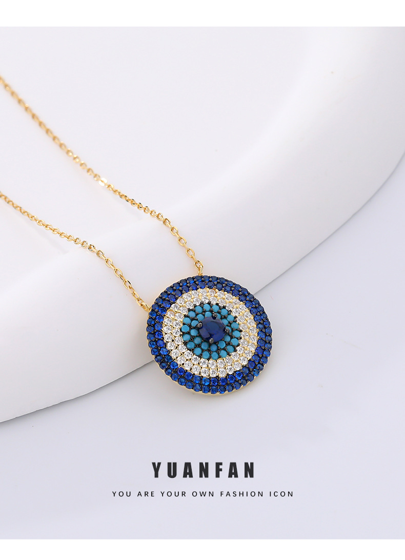 Collana in argento sterling con occhio del diavolo e catena a clavicola retrò con diamanti di nicchia_voghion.com