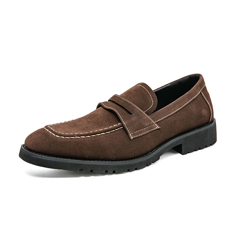 2024 zapatos de cuero casuales de negocios de moda de otoño, zapatos Lefu esmerilados de terciopelo para hombres, zapatos de cuero Doudou de una sola pierna para jóvenes image 6