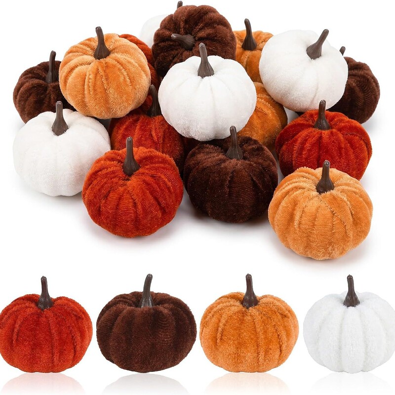 Artificial velvet pumpkin, popular autumn decoration, foam pumpkin ornament for Thanksgiving and harvest festival