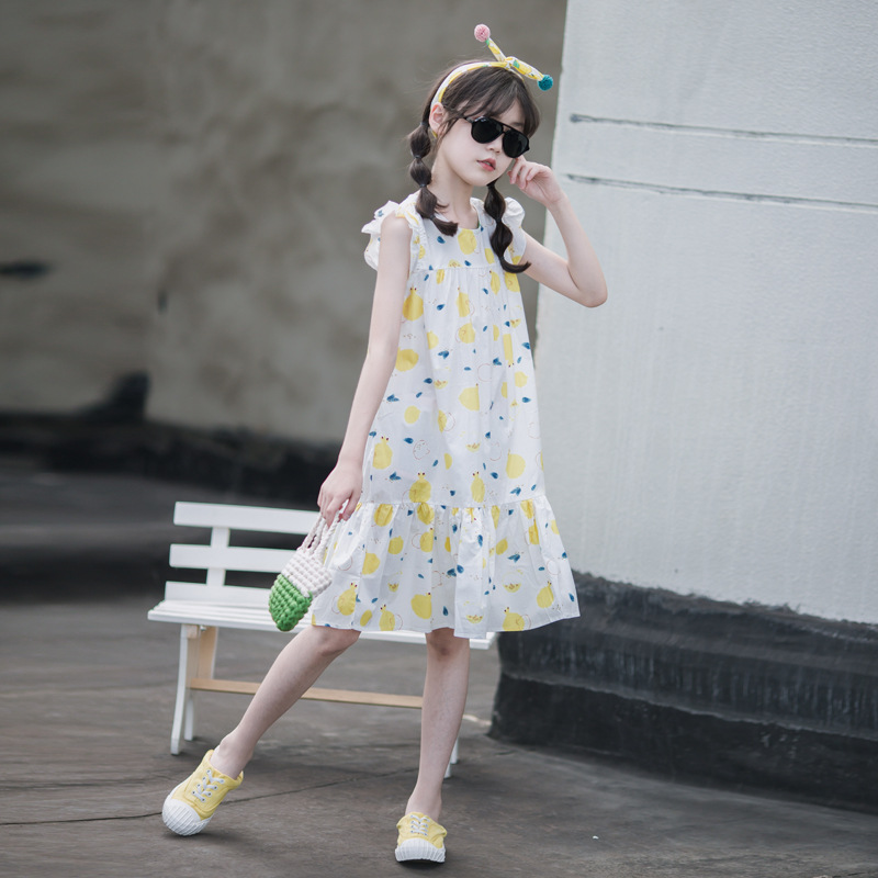 Vestido floral para niñas, novedad de verano 2024, vestido playero, estilo vacacional infantil, moderno, para niñas grandes