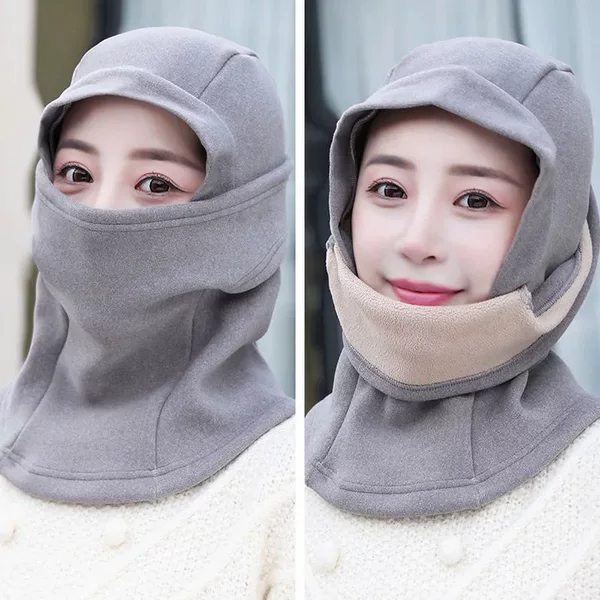 Winter Women's Fashionable Warm Neck and Ear Protection Hood Cycling Plush Full Face Mask Windproof Hood and Neck Scarf for Men