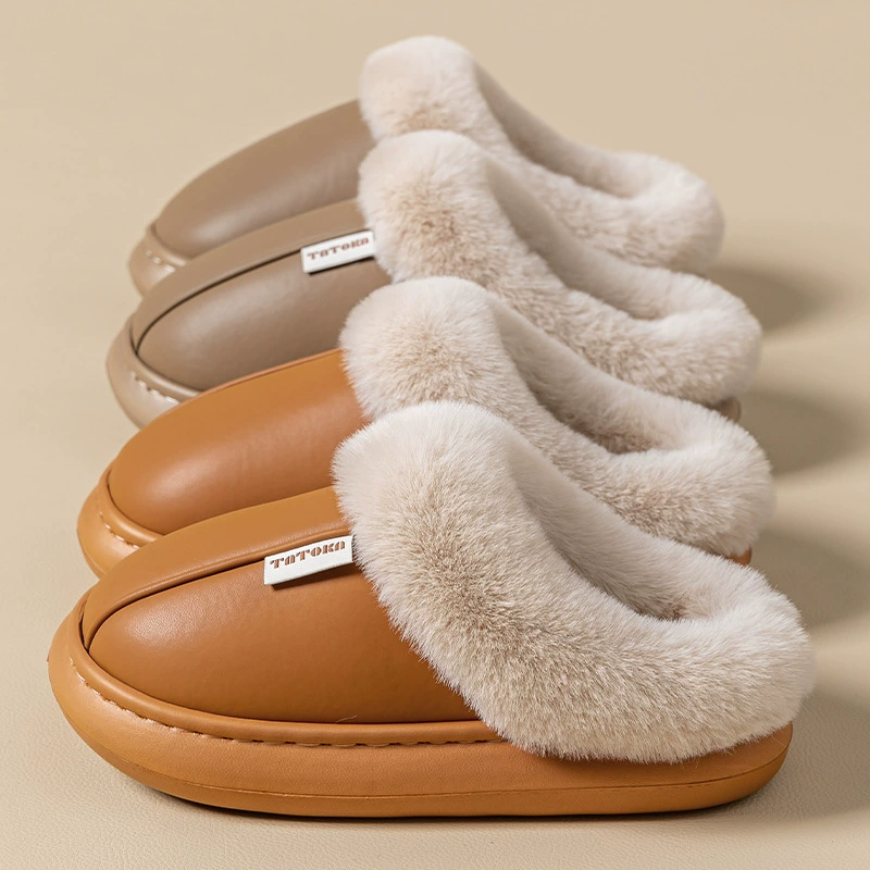 Водонепроницаемые хлопчатобумажные тапочки для девочек осенью и зимой теплые и бархатные простые пары дома теплые водонепроницаемые тапочки для мужчин оптом