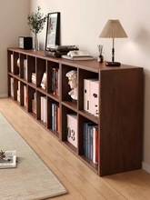 实木书柜置物架落地美式胡桃木色格子柜书架自由组合置物柜shujω