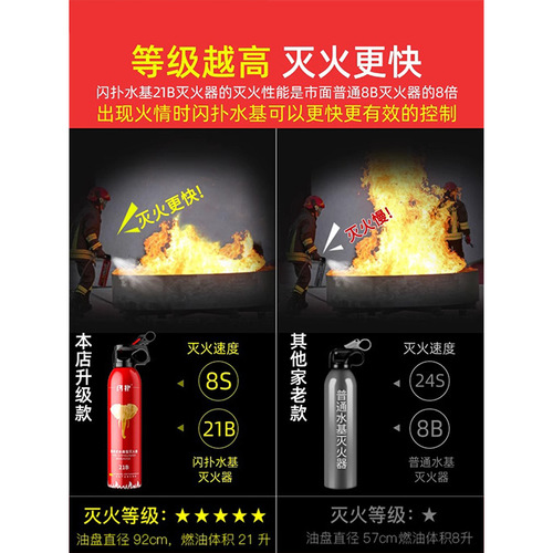 Vehicle fire extinguisher for private cars 21B water-based type car-mounted small car household convenient indoor fire fighting equipment