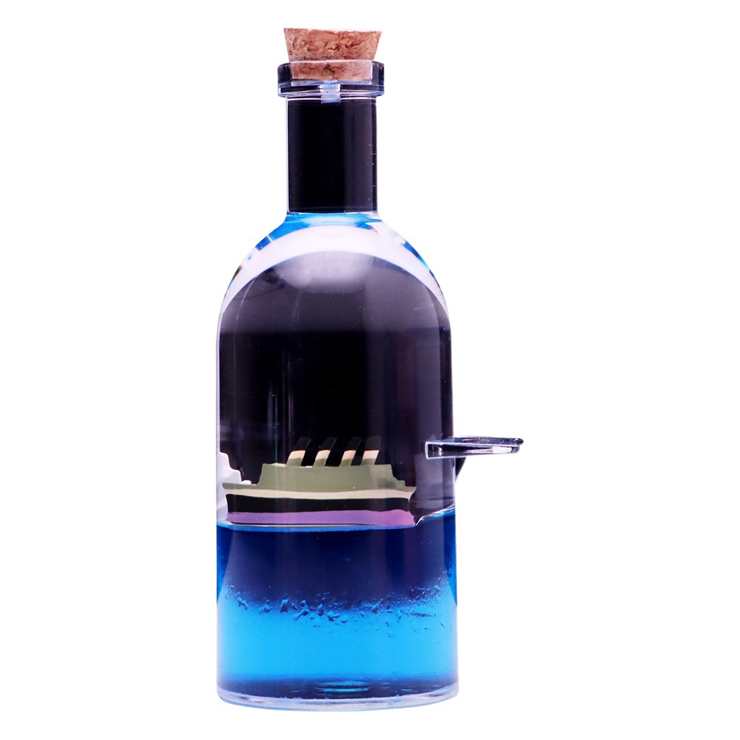Botella a la deriva montando el viento y rompiendo las olas Botella de vela Perla Negra reloj de arena gotas de aceite Regalo de Cumpleaños descompresión decoración de escritorio al por mayor
