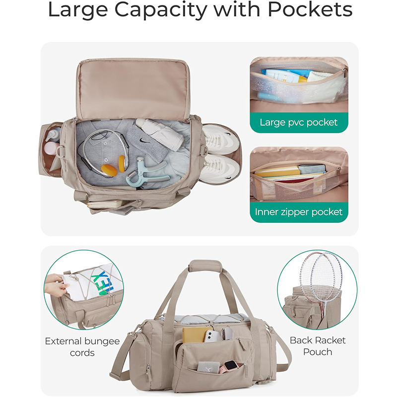 Nueva bolsa de fitness de Amazon, bolsa de equipaje de viaje, bolsa mojada con zapatos, bolsa portátil, mochila de equipaje de viaje impermeable