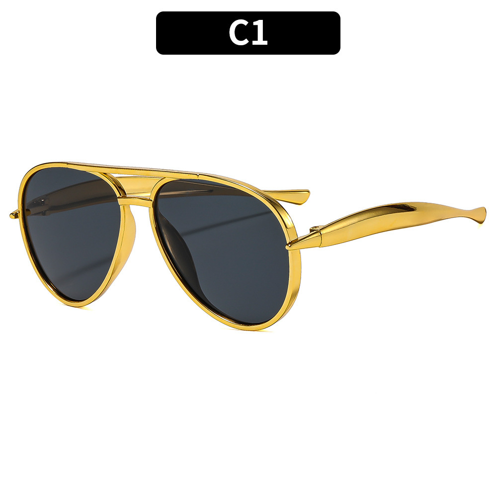 Aviator zonnebrillen met dubbele brug voor dames, retro streetstyle, afslankende high-end zonnebrillen voor heren