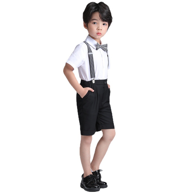 Boy's suspenders suit summer British children's kindergarten suit show performance suit host dress