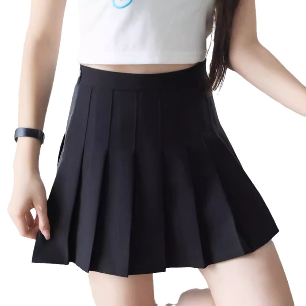 스트레치 세트 원단 플리츠 스커트 A 라인 스커트 여성 여름 스커트 지퍼 여름 하이 엔드 센스 스커트 A 라인 스커트