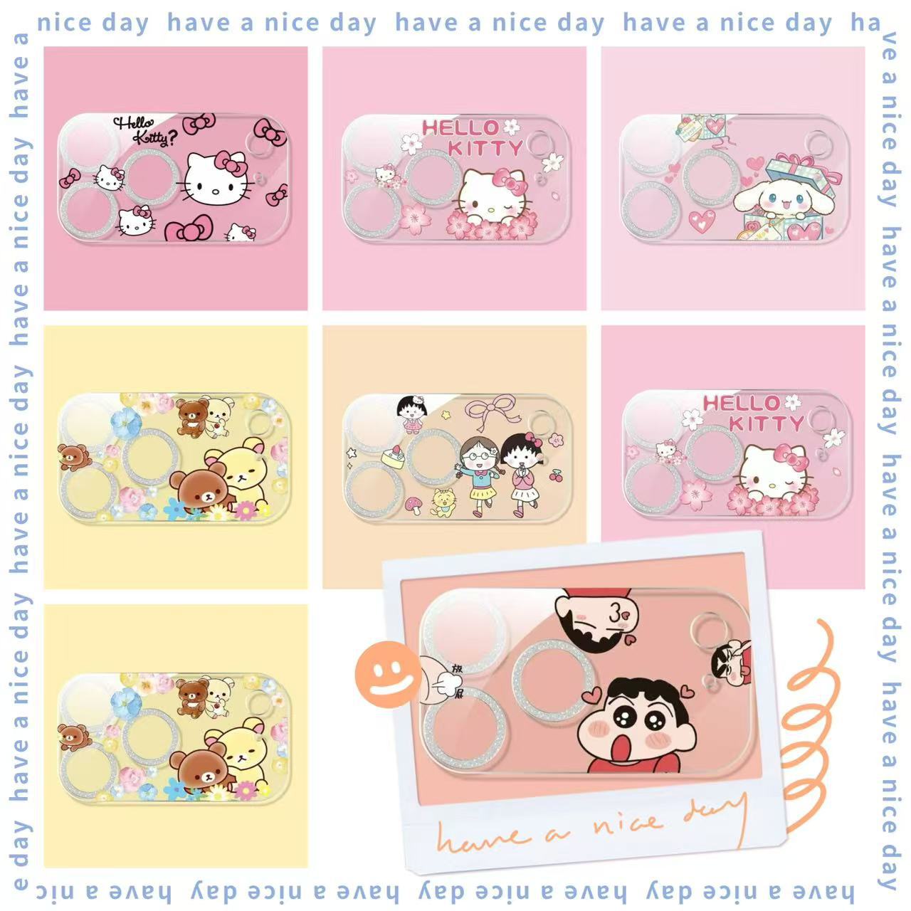 New All-In-One Glitter Cartoon Lens Film Soft Film Phone Film Suitable for Apple 17Romax Lens Sticker 16Pro