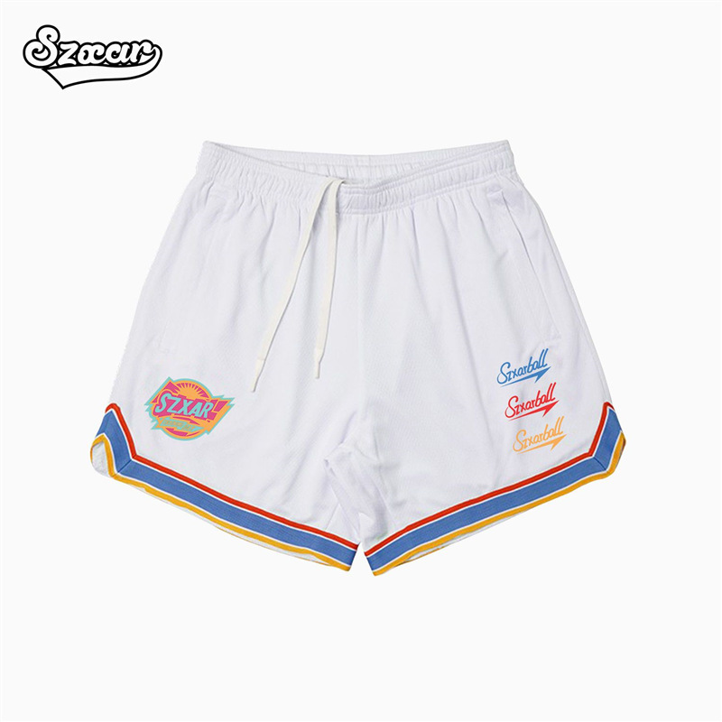 Szxar Sports American Basketball Shorts Summer Fitness Training Loose Quick-Drying Breathable Mesh Quarter Pants for Men