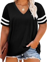 F 28183 Women's V Neck Stripe T-shirt ��������T�� �羳ŷ����