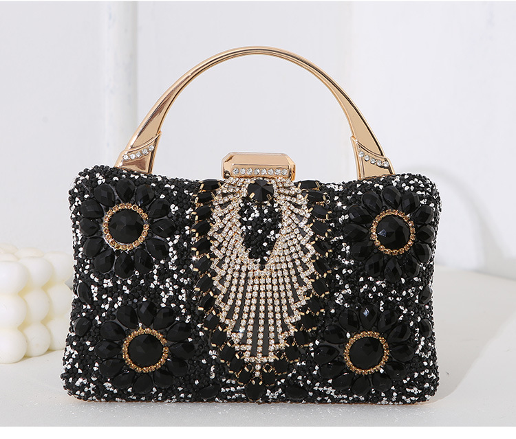 Diamond Design Elegant, Vintage Style Style Pillow Shape Shape Pu Leather Flower Evening Bags