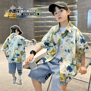 童装男童夏装衬衫2026新款儿童夏款男孩休闲衬衣夏季酷帅中大童潮
