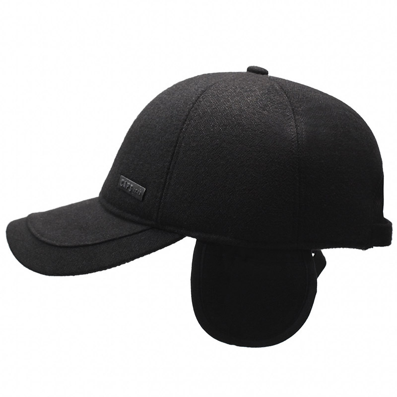Chapeau en velours épais avec protection des oreilles pour les personnes âgées, casquette de baseball chaude et résistante au froid pour les hommes d'automne et d'hiver, d'âge moyen_voghion.com