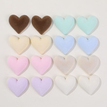 韩国马卡龙色丝绒植绒爱心桃心贴片DIY头饰发饰发夹配饰材料批发