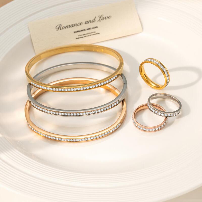 Cross-Border Hot-Selling Titanium Steel Starry Sky Single-Row Diamond Bracelet for Women, Fashionable and Simple, Non-Fading Ring, Wholesale from Manufacturer