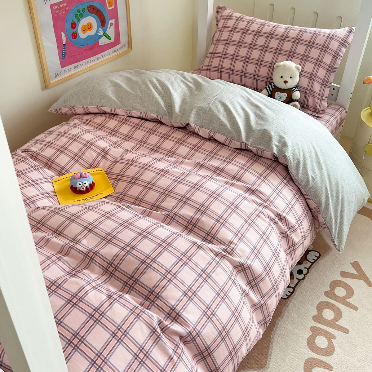 Dormitorio universitario ropa de cama de tres piezas algodón de cuatro piezas 100 sábanas individuales de algodón fundas de edredón