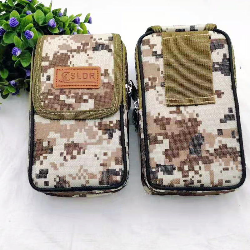 L2215 vertical de siete pulgadas de tres capas de camuflaje bolso de la cintura bolso del teléfono móvil monedero bolso del sitio de construcción Yiwu tienda de 10 yuanes