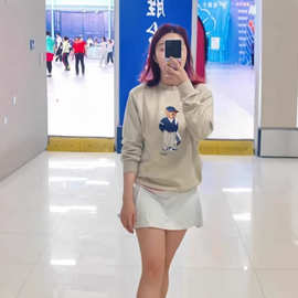 南油高版本26款RL小熊卡通字母印花圆领宽松轻奢百搭卫衣男女同款