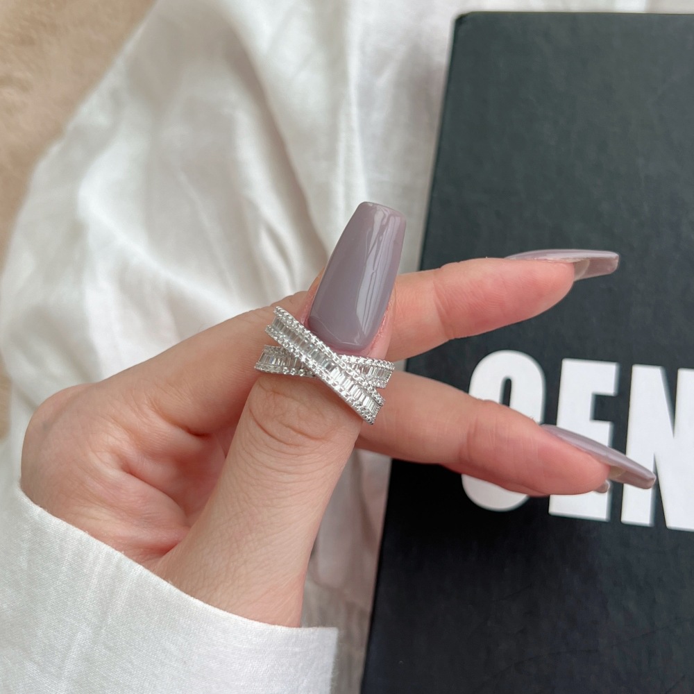 925 Sterling Silver Zircon U Shape Waves Heart Shape Rings display picture 39