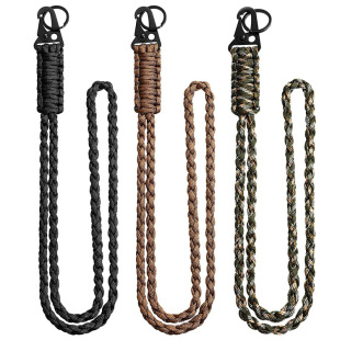 Heavy-duty woven umbrella rope neck lanyard keychain men and women Outdoor Survival umbrella rope necklace with camera wallet and key