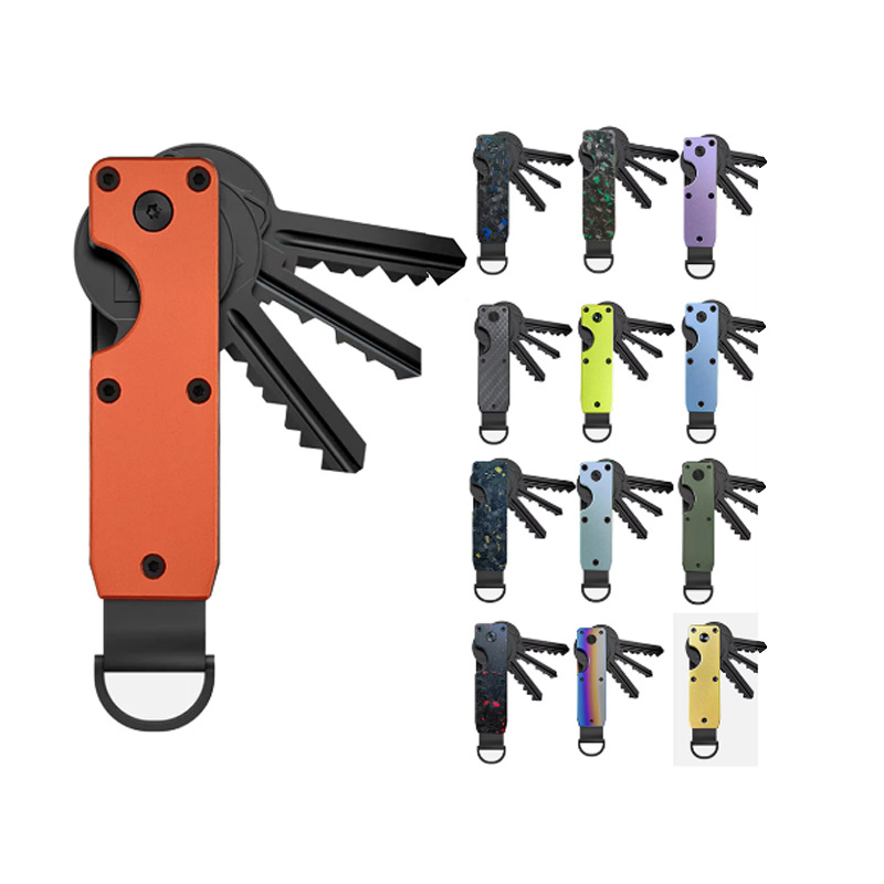 Fashion new style key chain metal multi function key storage Air Tag reserved position key clip_voghion.com