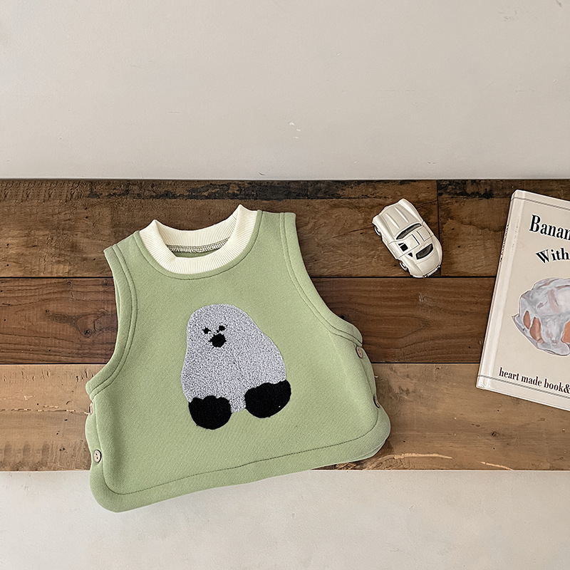 INS bebé Super lindo pequeño animal estilo coreano chaleco forrado de lana macho y hembra bebé Otoño e Invierno chaleco Chaleco de estilo occidental