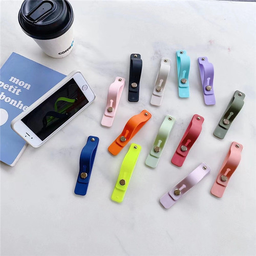 Candy color mobile phone case holder wrist strap support push and stretch color silicone color protective cover ultra-thin universal